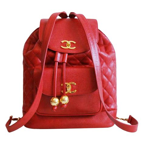 chanel red backpack